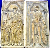 ivory diptych, thought to depict Stilicho with his wife Serena